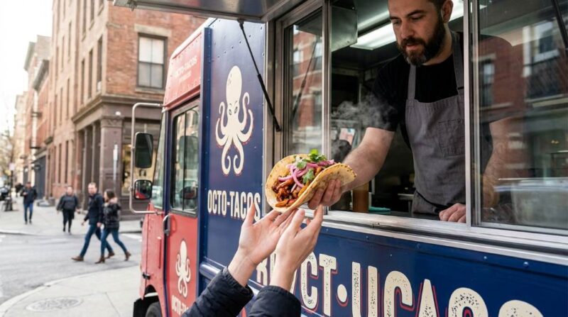 Food truck owner planning business operations and menu strategy