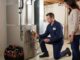 HVAC technician servicing residential air conditioning system