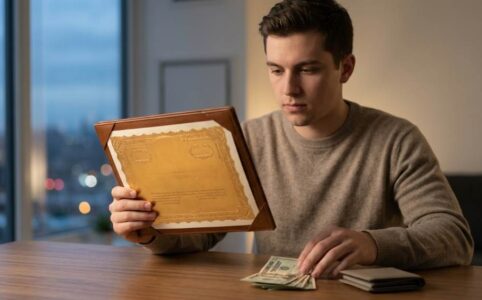 Investor buying fractional shares through an online brokerage platform