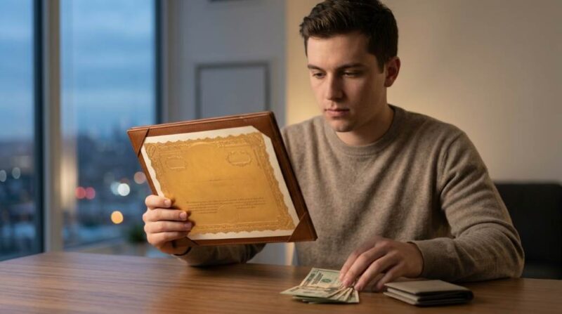 Investor buying fractional shares through an online brokerage platform